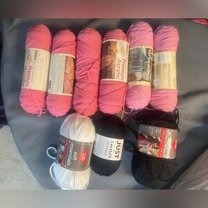 Pink, Black and White Yarn Bundle